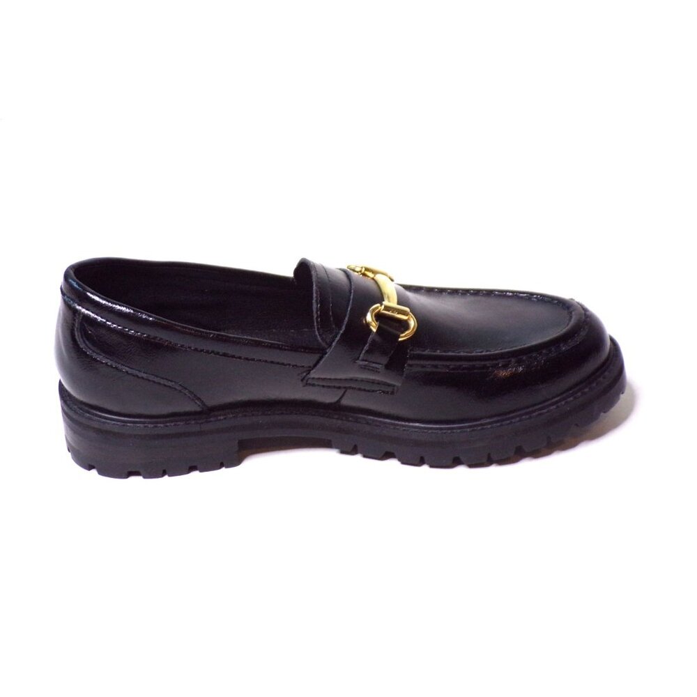 ๐ STEVE MADDEN Mistor Loafer Shoe Gold Chain Black 9 - Picture 10 of 13